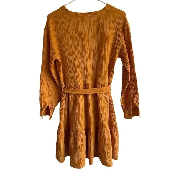 NA-KD V-Neck Dress, Mustard Yellow, Size 8 - Picture 5 of 10